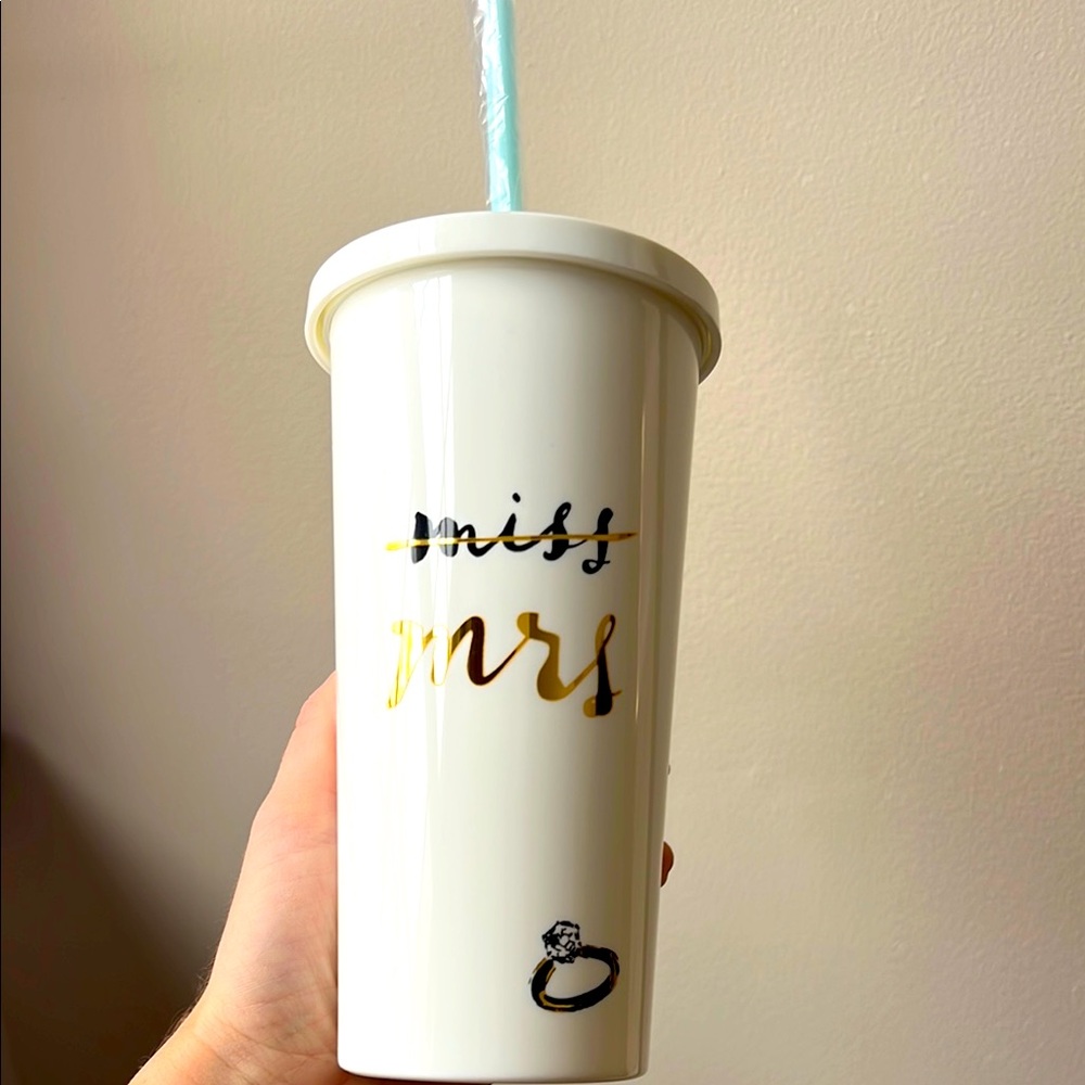 Kate Spade Miss to Mrs. Cup with Lid + Straw